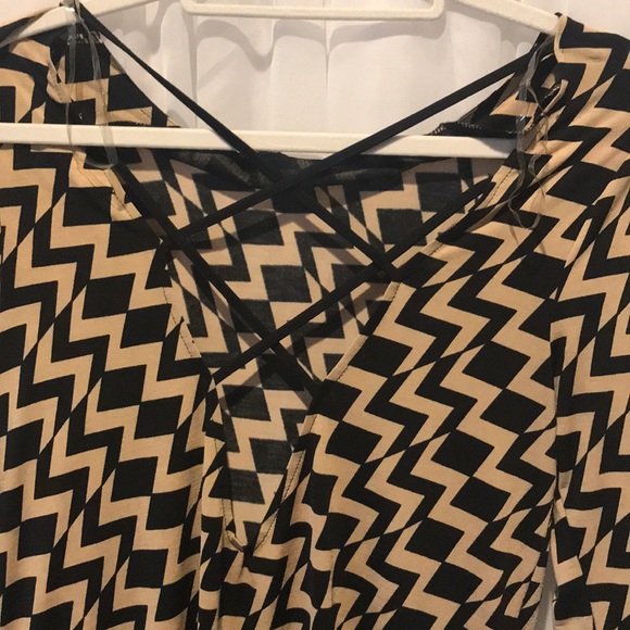 BONGO Tan & Black Chevron Midi Dress – Size M - Picture 4 of 6